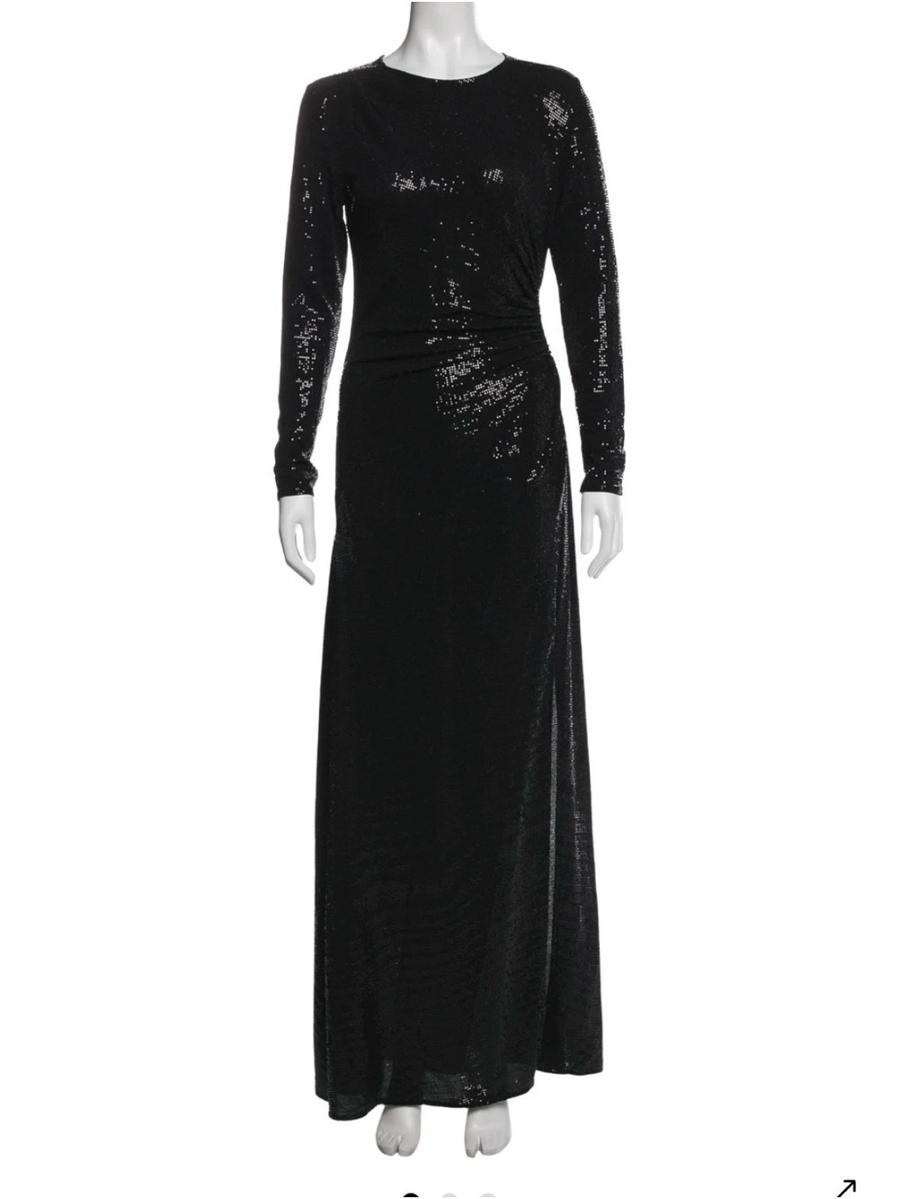 Maje Black Long Sleeve Sequin Gown